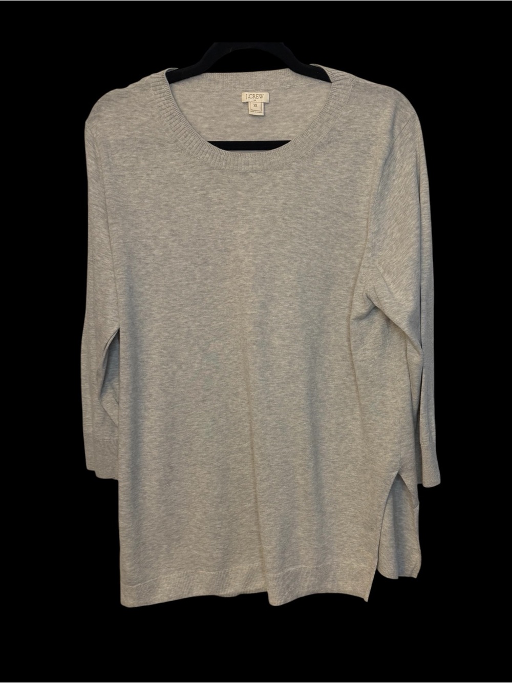 J Crew 100% Cotton 3/4 Sleeve Crew Neck Grey Sweater Size Women’s XL
